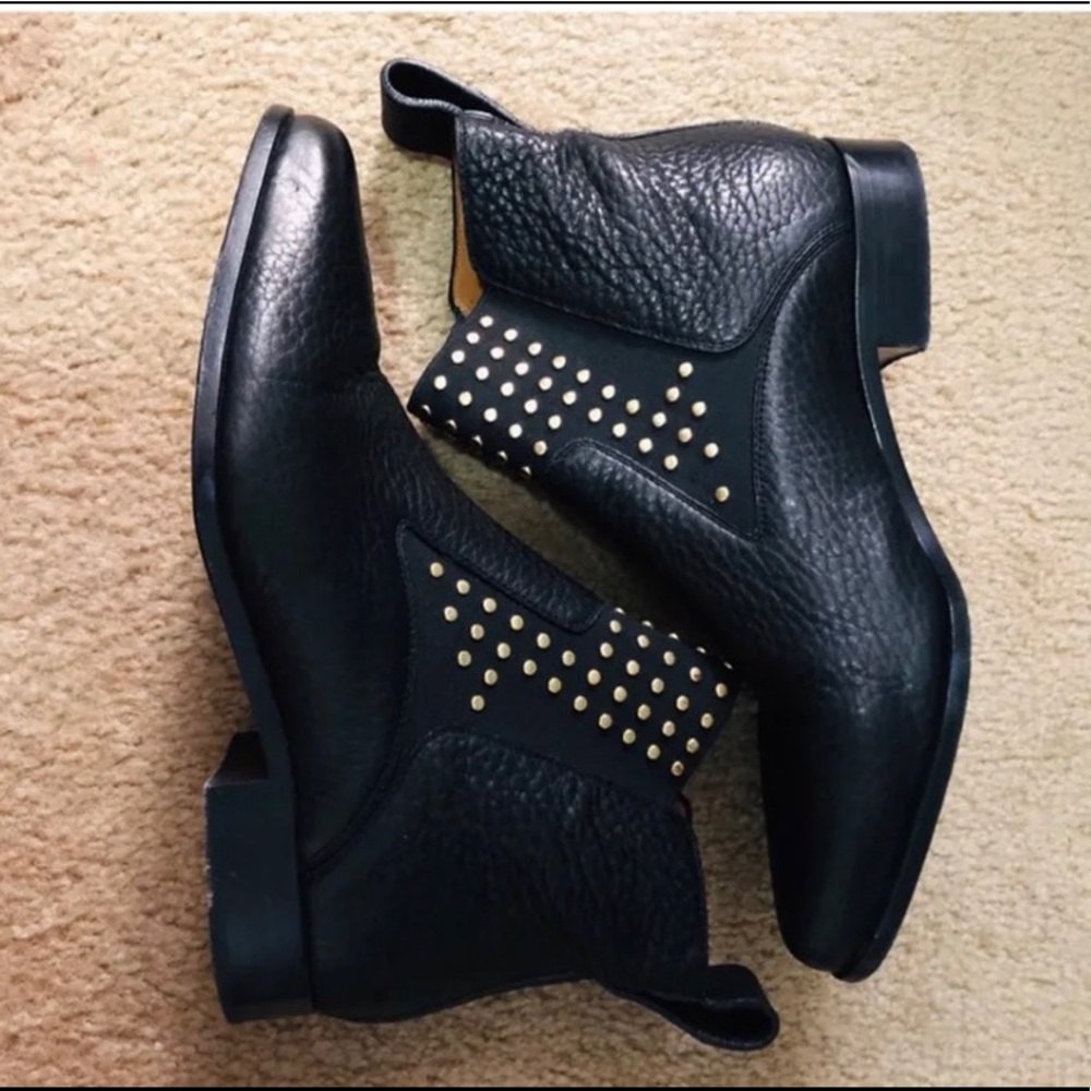 Chloe Black Leather Studded Chelsea Ankle Boots